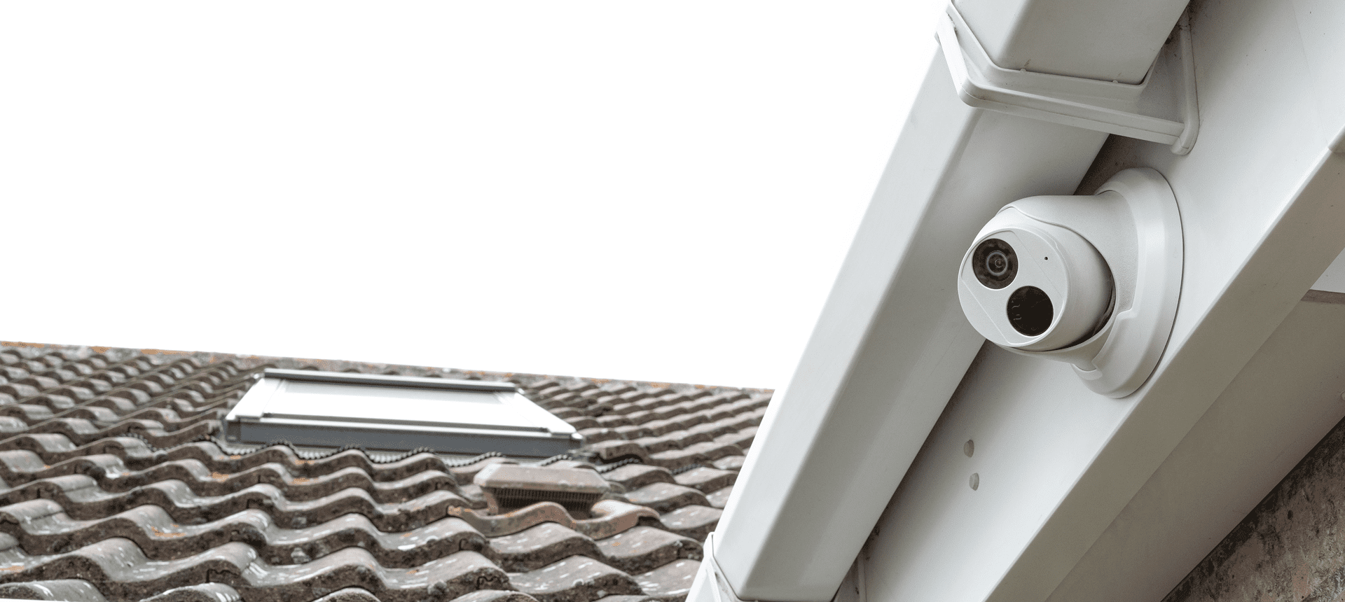 Surveillance camera installed on eaves