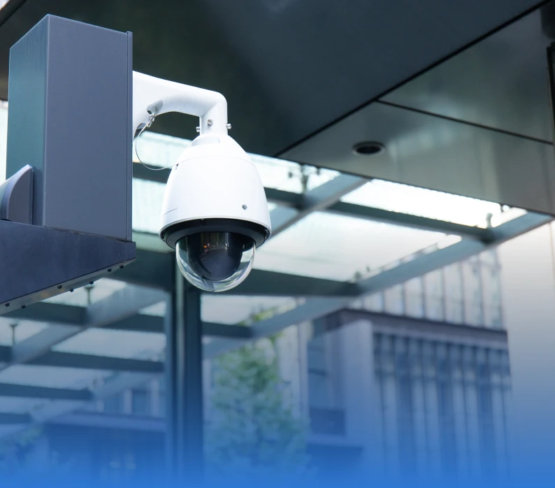 Surveillance camera overlooking urban area